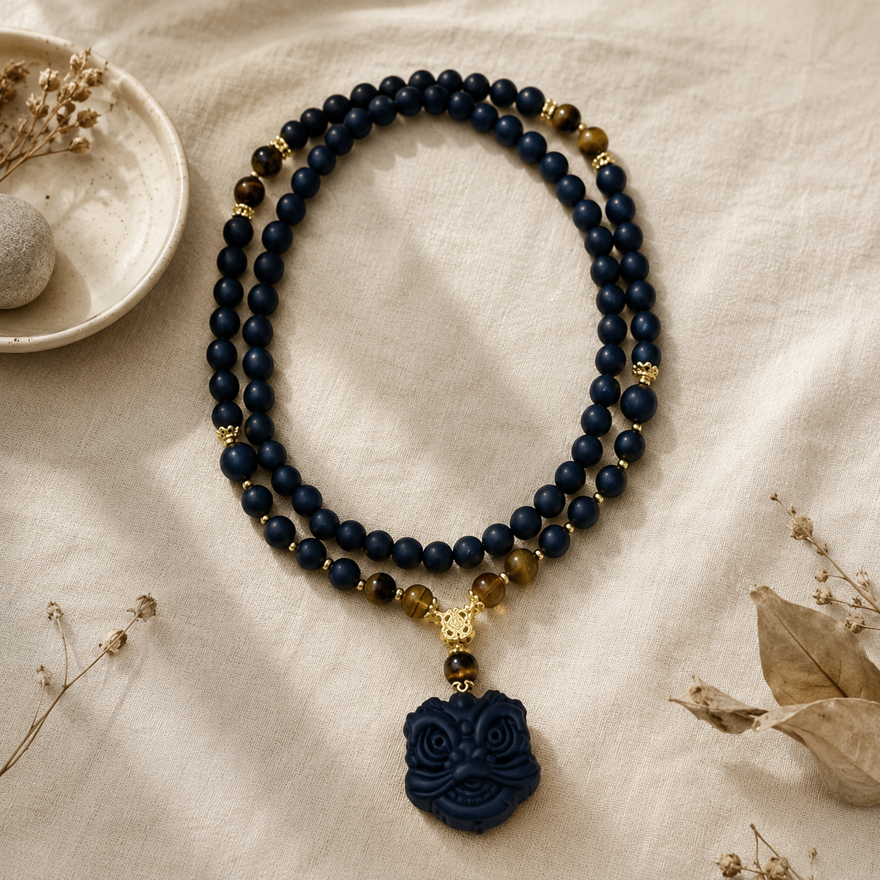 Mind Awakener Beads with "Awakened Lion" Fragrant Plaque